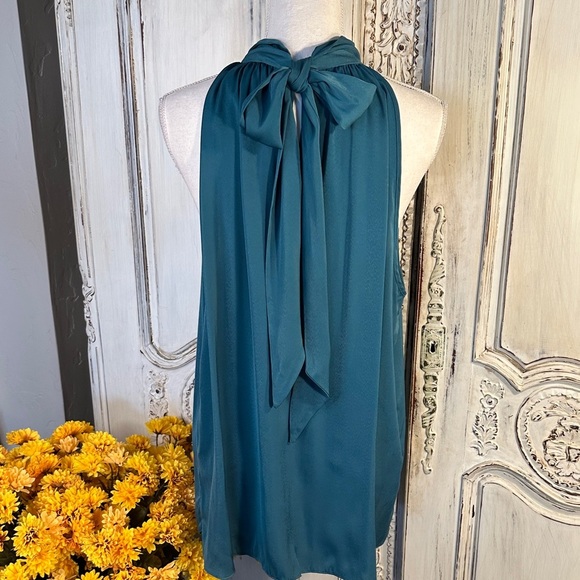Max Studio Elegant Teal Halter Neck Women's Top with Back Bow - Picture 5 of 7